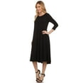 thumbnail image 2 of Women's Casual Basic Comfy 3/4 Sleeve Flare A-line Midi long maxi Dress, 2 of 5