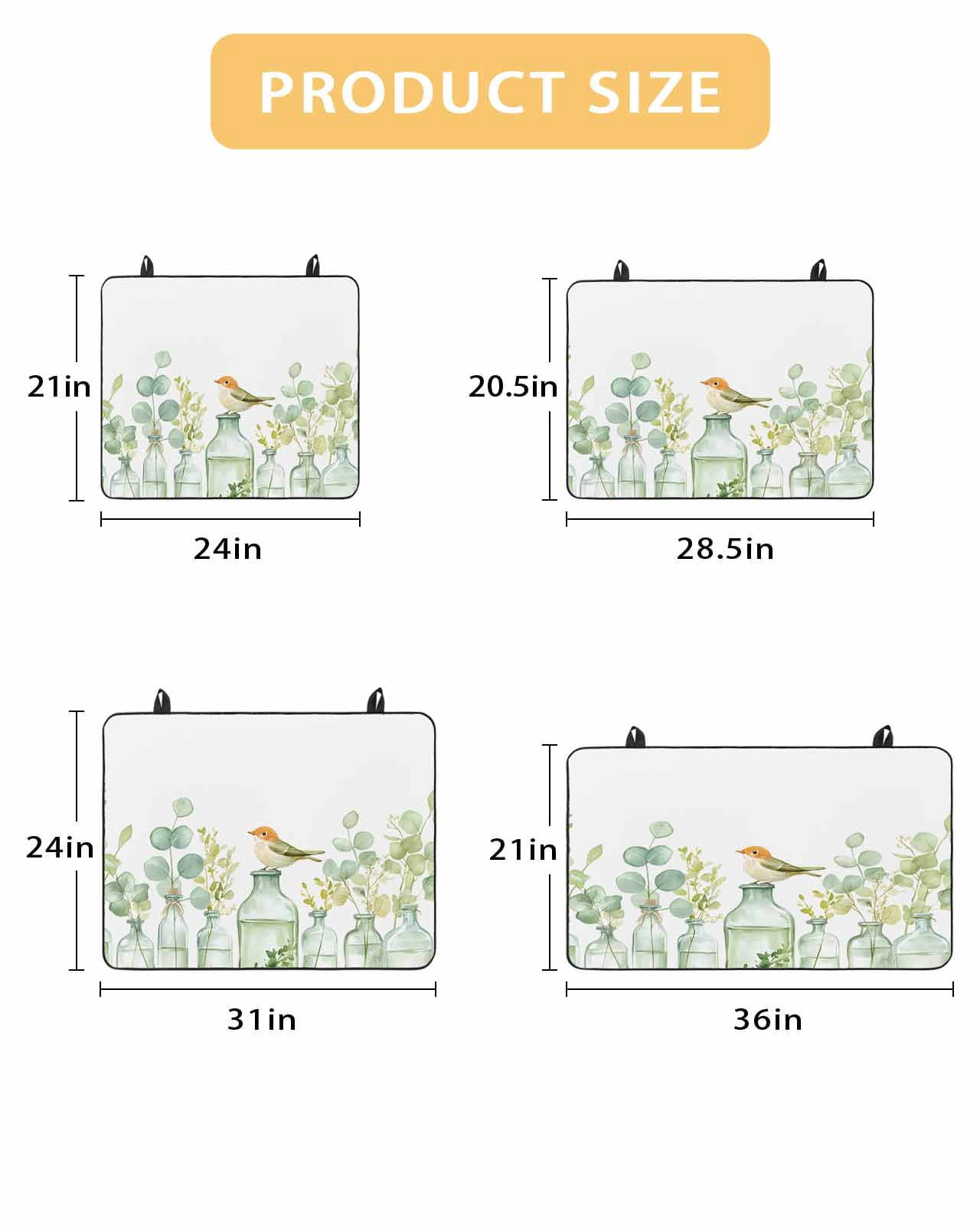 nqOlkjepod Large Induction Cooktop Protector Mat 24"x21", Spring Eucalyptus Stove Top Covers for Electric Stove, Birds Green Leaf Vase Watercolor Stove Burner Cover Mats, Glass Top Stove Cover