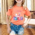 thumbnail image 2 of MIASHUI T-Shirt à Manches Courtes pour Enfants Joyeuses Pâques Imprimé Œuf Bunny, Orange, 6-7 Ans, 2 of 4