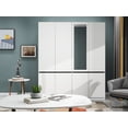 thumbnail image 4 of Modern Minimalist Style Wardrobe Armoire，Four-Door Pull-Free Silver Mirror Wardrobe with Built-In Mirrors (White,W62.99 x D20.47x H74.02), 4 of 7