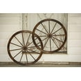 thumbnail image 5 of Westcharm 36 in. Dia. Steel-Rimmed Rustic Wooden Wagon Wheels - Decorative Wall Décor, Set of Two, Brown, 5 of 7