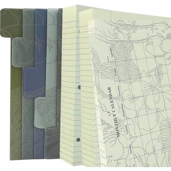 180 28 Mini 3 Ring Binder Paper for 5.5 x 8.5, 3-Hole Loose Leaf Lined Refill Filler Paper with Undated Monthly Calendar Refillable Planner Inserts, College Ruled