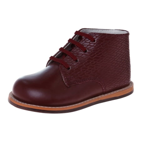 Josmo Unisex Walking Shoes First Walker Leather Woven Ostritch (Infant Toddler) Burgundy, Size: 3.5