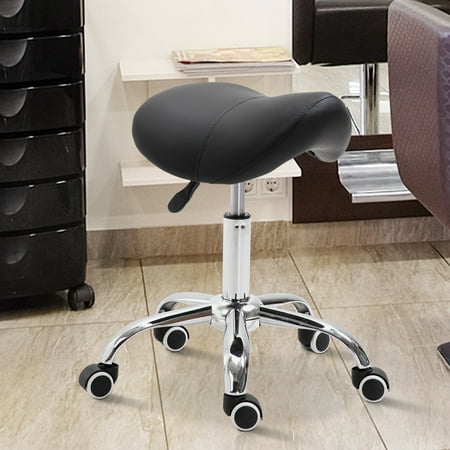 Adjustable Hydraulic Rolling Salon Stool Swivel Saddle Chair Spa