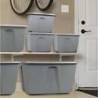 Homz 10-Gallon Titanium Tote, Silver, Set of 10