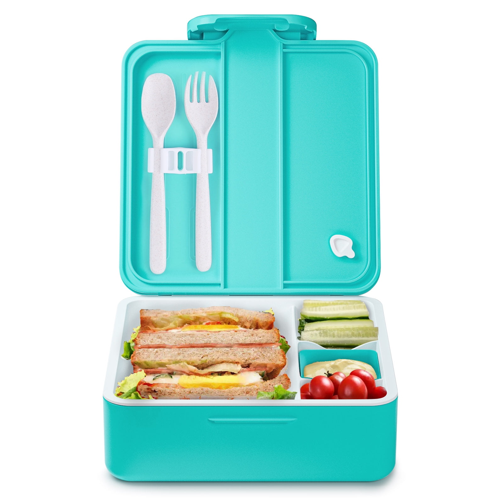 Jelife Bento Box for Kids Leakproof Bento Box Kids Lunch Box 4 Compartment Lunch Box Microwave Freezer Dishwasher Bento Box with Reusable Cutlery for Kids School Picnics Travel Blue 