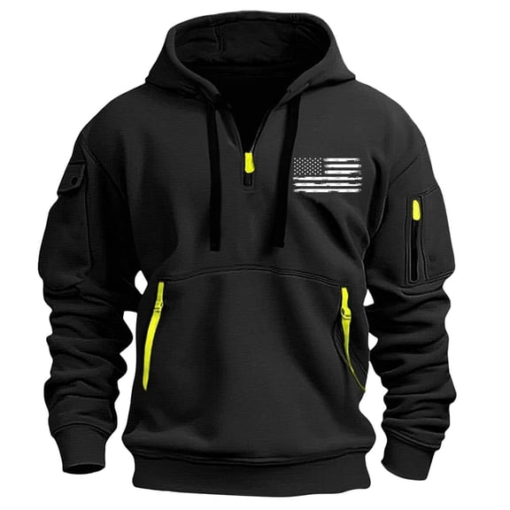 Blczomt Hoodies Men Long Sleeve Tactical Pullover Hoodie Pullover Half Zip Black Winter Casual Men's Fashion
