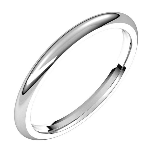 Platinum 2mm Polished Comfort-Fit Band Ring Size 6.5 Ring for Women and Men - 3.8 Grams