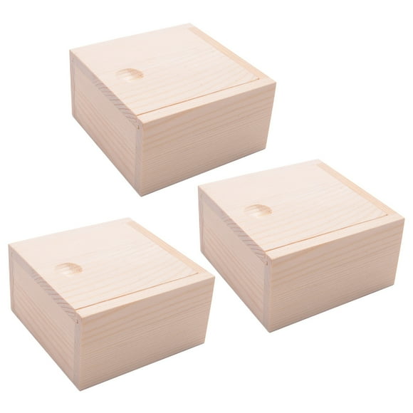 3X Pequeña Caja de Almacenamiento de Madera Caja para Joyas Pequeños Caja de Regalo de Color de Madera