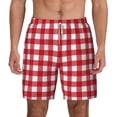 thumbnail image 3 of Uemuo Red Checkboard Pattern Mens Swim Trunks Quick Dry Board Shorts with Mesh Lining, Stretch Beach Shorts Quick Dry No-Chafing Board Shorts-XX-Large, 3 of 9