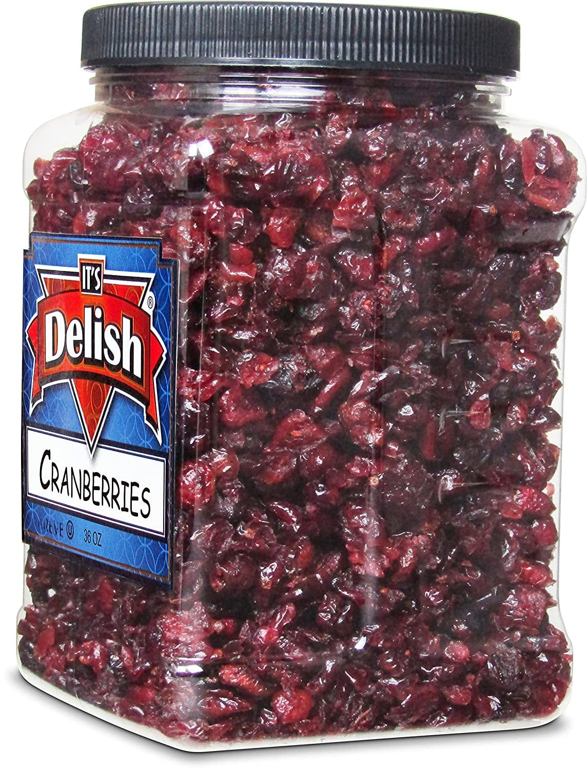 Dried Cranberries by It's Delish, 36 Oz Jumbo Container  Bulk Fresh Cranberry Dried Fruit  Great for Salads, Topping, Cooking, Baking, Snacking and Mixes - Vegan, OU Kosher Certified