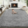 thumbnail image 4 of 8x10 Area Rug for Living Room: Fluffy Shag Soft Washable Rugs Large Fuzzy P Indoor Carpet for Bedroom Nursery Playroom Kids Girls Boys Room (Grey, 8'x10'), 4 of 4