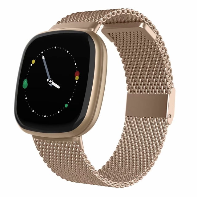 Compatible avec Fitbit Versa 3 Bracelets/Fitbit Versa Sense Bracelets, Bracelets en Maille en Acier Inoxydable avec Verrou Magnétique Ajustable pour Femmes Hommes