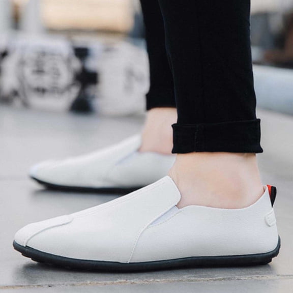 Wowcloth Men's Casual Slip-On Loafers – Soft Sole Comfortable Shoes for Spring Summer, Solid Color Design for Leisure and Daily Wear