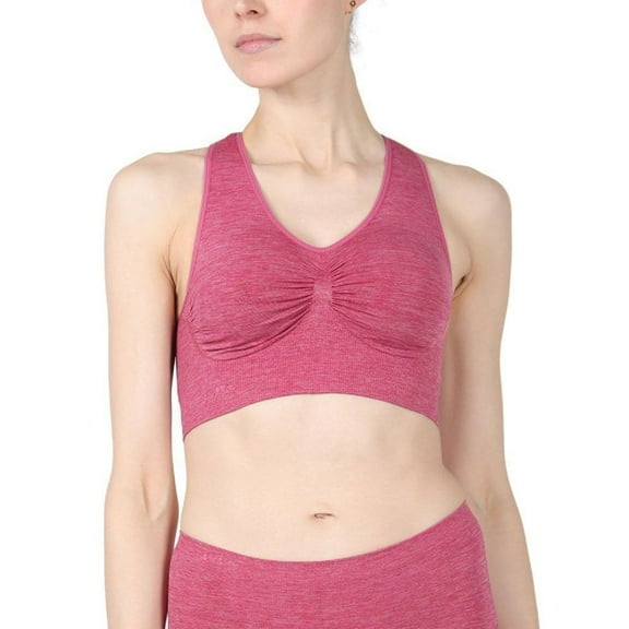 SlimMe Lleva Seamless Shaping Racerback Sports Bra - Womens - Female, Medium, Cabernet Spacedye