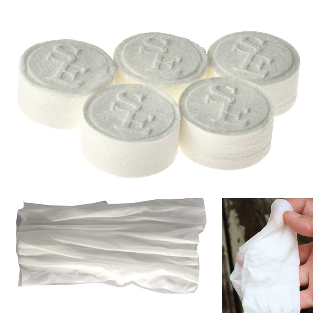 100 Compressed Towels Tablet Camping Toilet Wipes Wash Cloths Survival Emergency 
