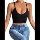 thumbnail image 3 of Camisola Básica de Tirantes Finos con Cuello en V y Canalé para Mujer (2025). Negro XS, 3 of 9