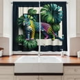 thumbnail image 2 of Ambesonne Leopard Kitchen Curtains, Monstera Colorful Wilds, 55"x24", Green Petrol Blue, 2 of 3