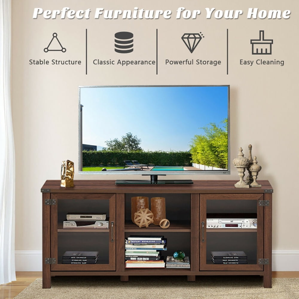 Finihen TV Stand, TV Cabinet, TV Stand Entertainment Center for TVs up to 65 Inch with Storage Cabinets, Media Entertainment Center with Storage, for Living Room, Bedroom, Walnut