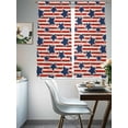 thumbnail image 3 of 4th of July Semi Sheer Window Curtains 72 Inches Long, Independence Day Blue Star Red Striped Rustic Rod Pocket Voile Silky Chiffon Curtain Light Filtering Drapes for Living Room, 52"x72", 2 Panels, 3 of 9
