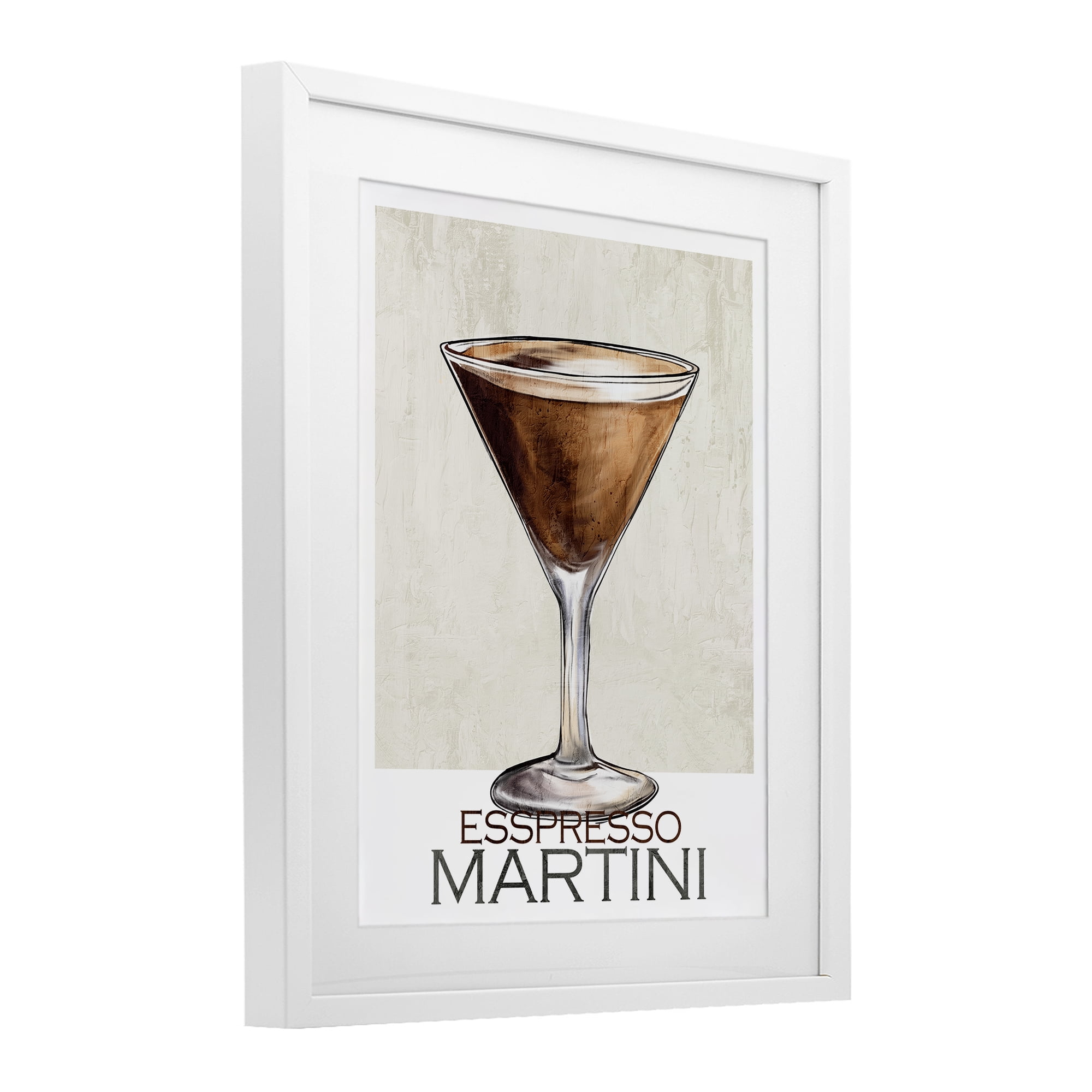 Stupell Industries Sophisticated Espresso Martini White Framed Print Under Glass, design by Kim Allen