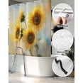 thumbnail image 5 of Split Shower Curtain for Transfer Bench, Sunflower Fabric Shower Curtains for Bathroom, Watercolor Yellow Floral Botanical Tub Sliding Transfer Bench Waterproof Bath Curtains 72"x96", 5 of 9
