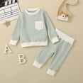 thumbnail image 2 of Caqnni Baby Boy Clothes,Toddler Hooded Outfits Sweater Sweatpants Fall Winter Clothing Children Sleepwear Sets Gift Sets(3-6 Months,Green), 2 of 7