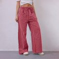 thumbnail image 2 of yunLCZ Women's Palazzo Pants Women Casual Drawstring Elastic Waist Loose Wide Leg Striped Pants With Pockets Casual Lounge Sweatpants, 2 of 4