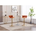 thumbnail image 2 of Guyou Modern Swivel Bar Stools Set of 2, Velvet Adjustable Counter Height Barstools with Woven Curved Back and Golden Base, Kitchen Island Bar Chairs for Pub Kitchen Island Restaurant, Orange, 2 of 9