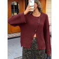 thumbnail image 5 of Womens Long Sleeve Cardigan Sweaters Button Down Knit Outerwear Oversized Chunky Open Front Coats, 5 of 6