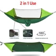 thumbnail image 3 of IC ICLOVER Double 2 Person Outdoor Garden Hammock, Portable Nylon Fabric Parachute Multifunctional Lightweight Hammocks with 2 Hanging Ropes & Carabiner for Backpacking Travel Beach Yard - Green, 3 of 9