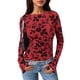 thumbnail image 1 of Blusa PRETTYGARDEN para Mujer Manga Larga Floral en Malla Roja, 1 of 8