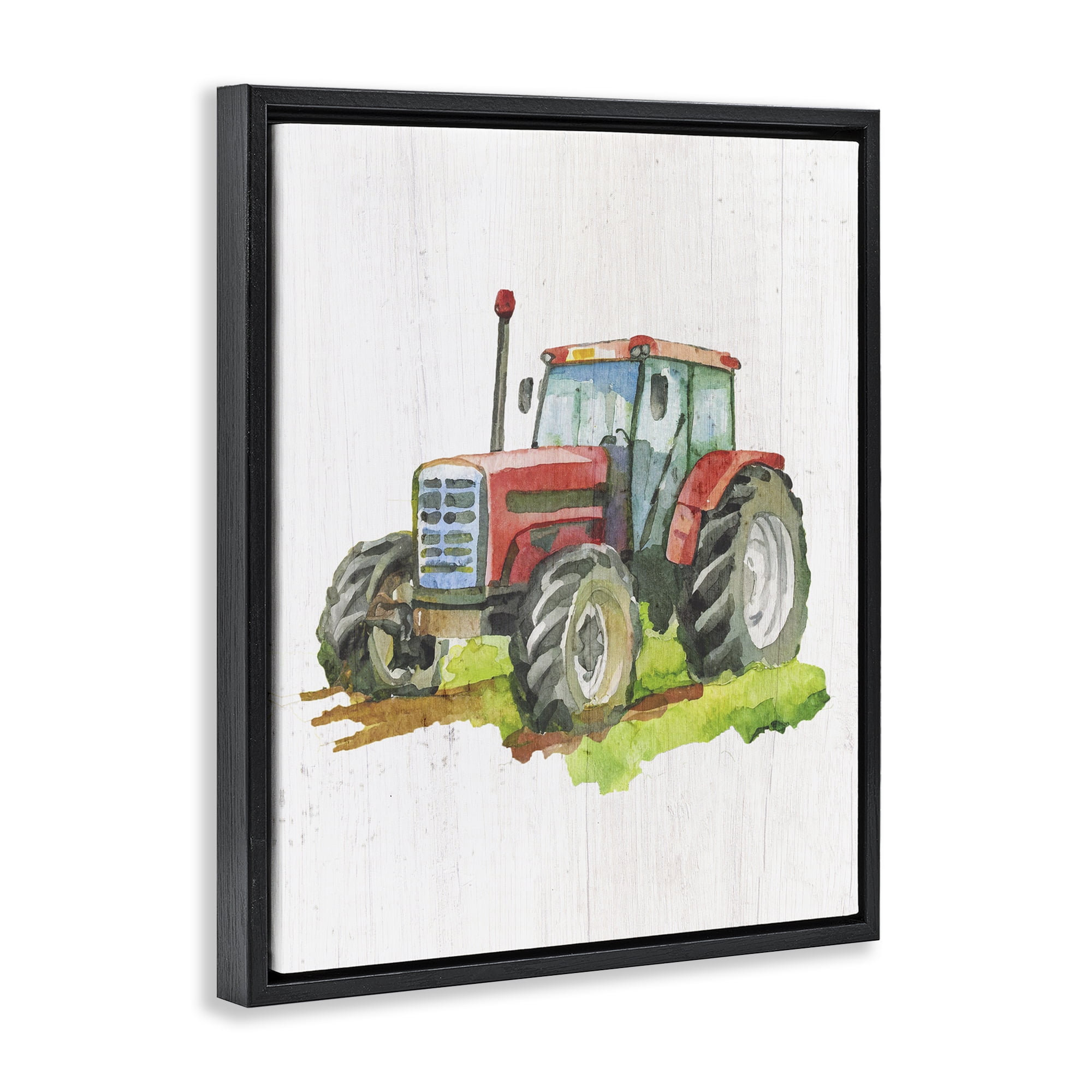 Stupell Industries Detailed Country Tractor Transportation Painting Black Floater Framed Art Print Wall Art, 17 x 21
