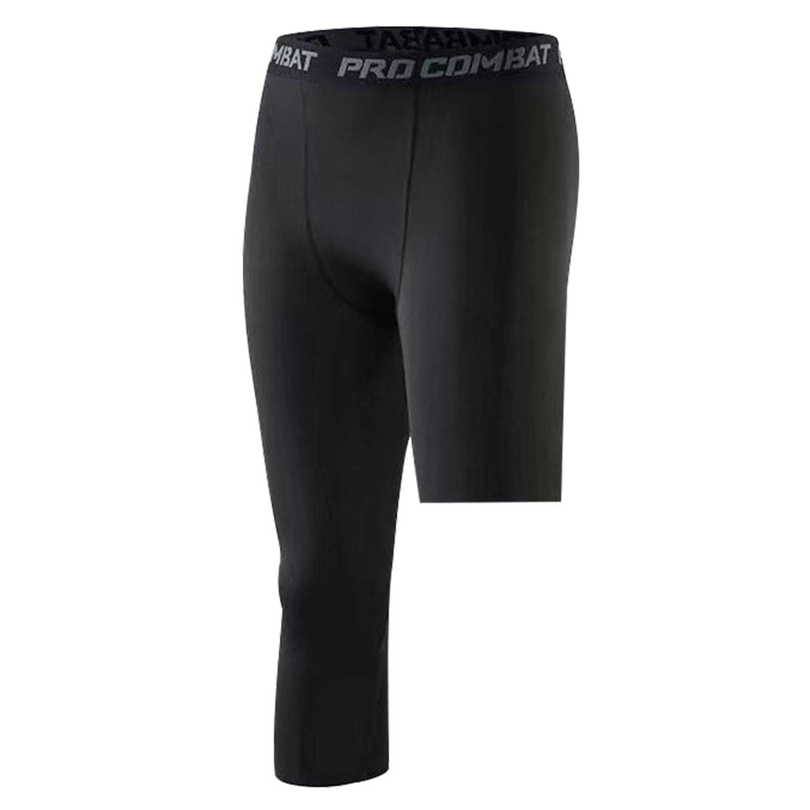 Men's Compression Tights Cropped Running Basketball Workout 3/4 Pants Quick Dry 