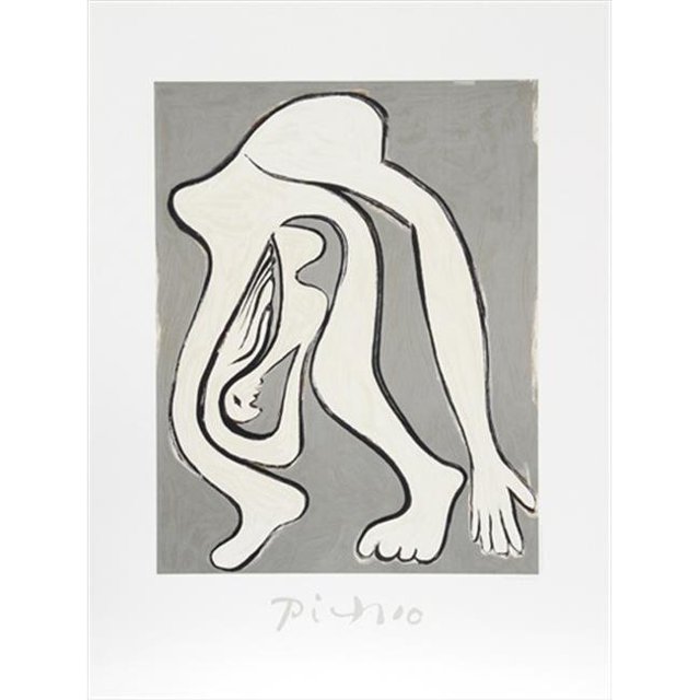 Pablo Picasso 7912 Femme Acrobate- Lithograph on Paper 29 In. x 22 In. - Gray- Black- White