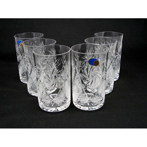 Russian Cut Crystal Drinking Glasses 8 oz for Metal Glass Holder
