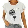 thumbnail image 1 of Birdeem Mode Femmes Col Rond Manches Courtes T-Shirt à Volants Imprimé Blouse d'Été, 1 of 7