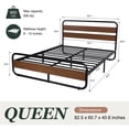 thumbnail image 5 of Amolife Queen Bed Frame with Headboard and Footboard, Metal Platform Bed, No Box Spring Required, Brown, 5 of 8