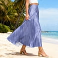 thumbnail image 4 of LWavelet Women Striped Print Maxi Skirt Elastic Waist With Pockets Casual Long Skirt Purple S, 4 of 5