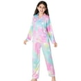 thumbnail image 3 of Beezizac Girls Pajama Multicolor & Stars Satin Silky Long Sleeve and Pants Sets 2-Piece Winter Comfy Outfits Size 10, 3 of 7