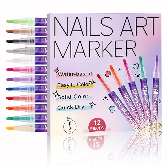 12 Colors 3D Nail Art Pens Set Waterproof And Quick-Drying Nail Polish Markers, Nail Painting Kit For DIY Nail Art Design
