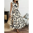 thumbnail image 4 of Women'S Summer Floral Maxi Dress Button Up Collar Tie Waist Tiered Ruffle Sleeveless Boho Dresses  L, 4 of 7