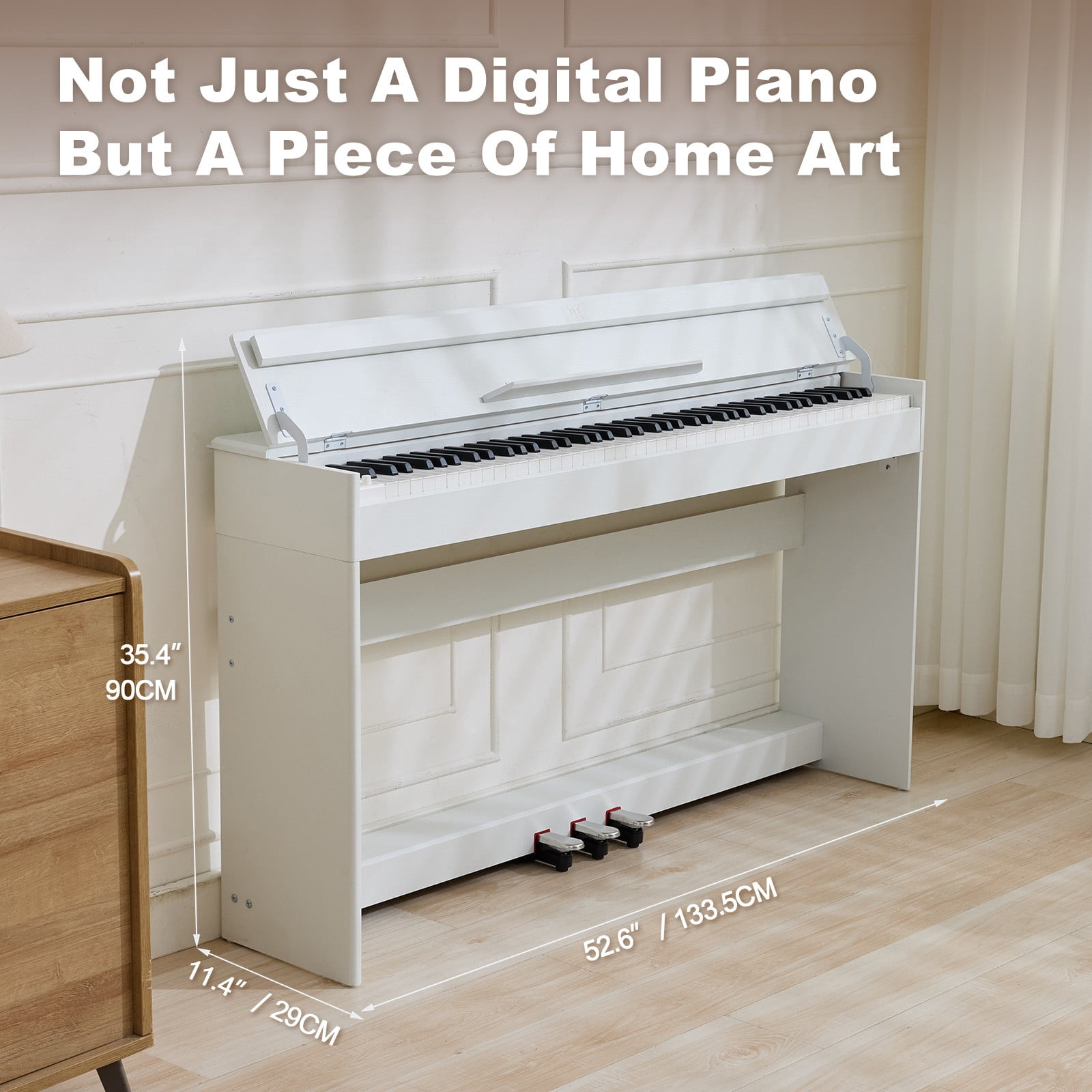 MUSTAR 88Keys Upright Fully Weighted Digital Piano Graded Hammer Action Electronic Keyboards with 3-Pedal for Beginners(White)