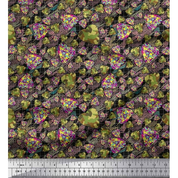 Soimoi Rayon Fabric Check,Heart & Camouflage Printed Craft Fabric by The Yard 42 Inch Wide