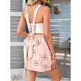 thumbnail image 4 of Women 2025 Summer Rompers Floral Boho Sleeveless Back Tie Flowy Short Jumpsuits Beach Outfits Pink M, 4 of 8