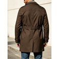 thumbnail image 6 of Spring Fall Men Double Breasted Casual Lapel Trench Coat Belted Windbreaker, 6 of 8