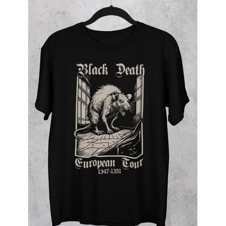 Unisex Dark Humor Gothic Black Death Rat Graphic T-Shirt