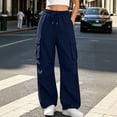 thumbnail image 4 of Women's High Waisted Cargo Pants Elastic Waist Drawstring Solid Color Jogger Cargo Pants with Multi Pockets Adjustable Cinched Hem Casual Sweatpants, 4 of 7
