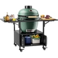 thumbnail image 5 of Outdoor Grill Table for Big Green Egg, Metal Grill Cart with 2 Folding Panels, Storage Box, Compatible with Large Green Egg, Big Joe, 5 of 8