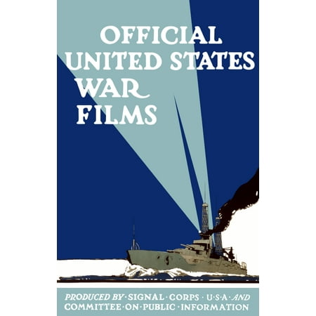 World War I propaganda poster of a navy ship shining it?ج欥?ج欆?ج欥s searchlights Canvas Art - John ParrotStocktrek